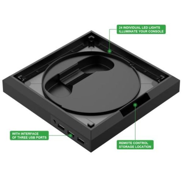 Xbox Series S / X Spillkonsollholder RGB-lysbase Svart