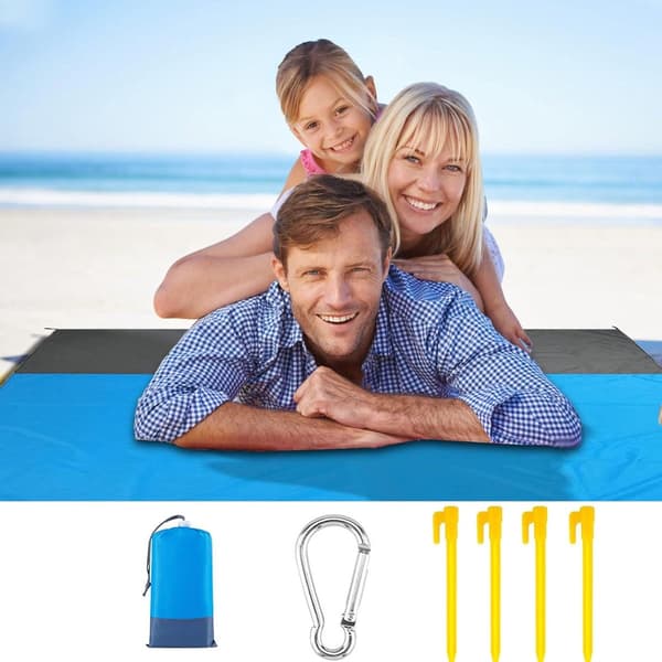 Högkvalitativ utomhus camping strandmatta - stor storlek - blå/mörkgrå - 1 stycke - Hög kvalitet