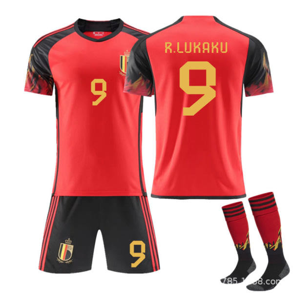 VM Belgien Helma nr.9 R.Lukaku Fotbollströja Set M