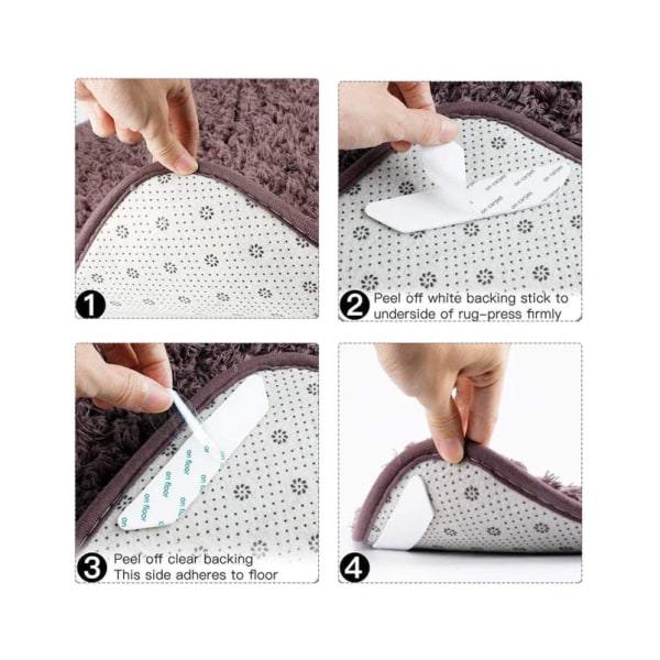 Mattgripare Anti-Slip Matte, 24 stk Dobbeltsidig Anti-Krøl Matte Gripper - Hvid