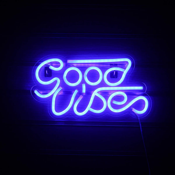 Good Vibes Neonlys for romdekor Blå