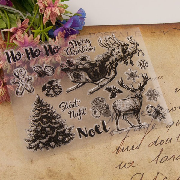 Christmas Deer Tree Silikon Clear Seal Stamp DIY Scrapbooking Preging Foto