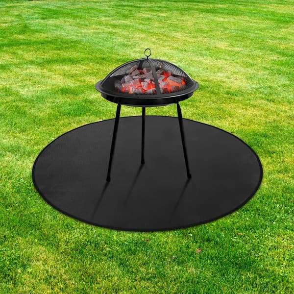 Grillöverdrag BBQ - Brandsäker Matta - Säkerhet - Camping - Eldstad - Brandhämmande Skyddsmatta - Eldstad Matta - Rund - Grillmattor för