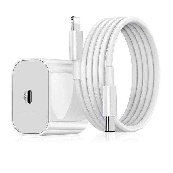 iphone snabbladdare USB-C strömadapter 20W + 2m Kabel Whi (1st Laddare & 1st 2m laddkabel) White