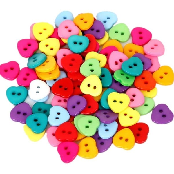 CDQ 400 stk. Søde Resin Knapper 2 Huller Små Sy Dekorative Knapper Perler Charms (Hjerte) Farve 1