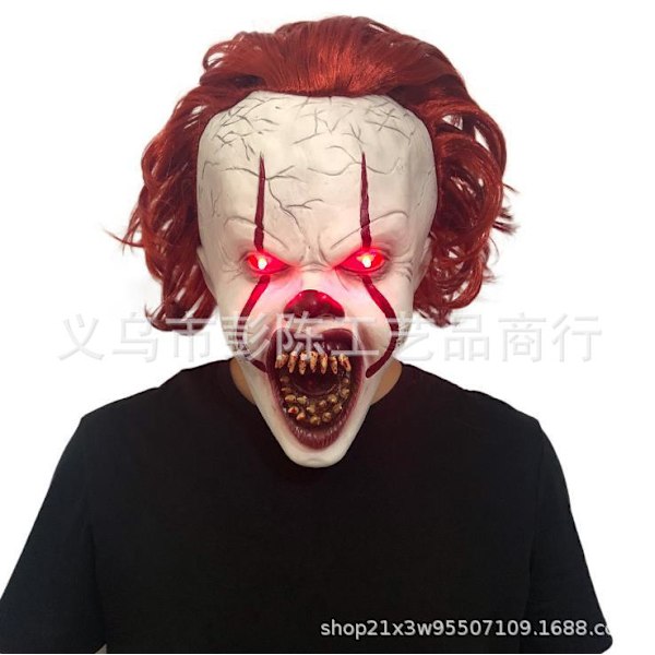 Glødende klovnemaske cosplay Halloween horror hodeplagg tilbake sjel klovnemaske ny tilbake sjel klovn The Clown [Smile]