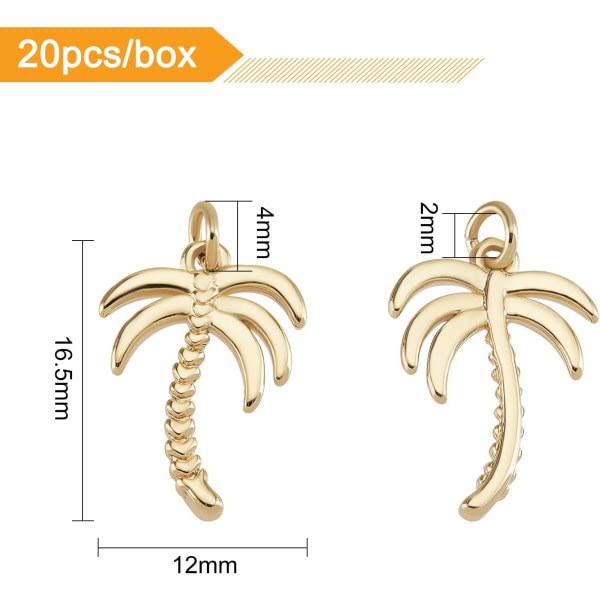 20 st 18K guldpläterade Coconut Tree Charms Hängen 18K guldpläterade Coconut Tree Palm Tree Pendel för DIY-halsband Armbandstillverkning