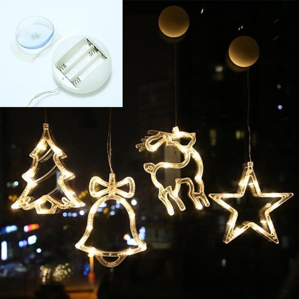 3 stk. Julevindusilluminasjonsdekorasjoner, batteridrevet julelys