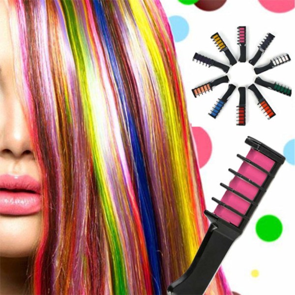 TG Hårkritor / Hårfärg for Barn - 10 forskjellige farger for flerfarge hår