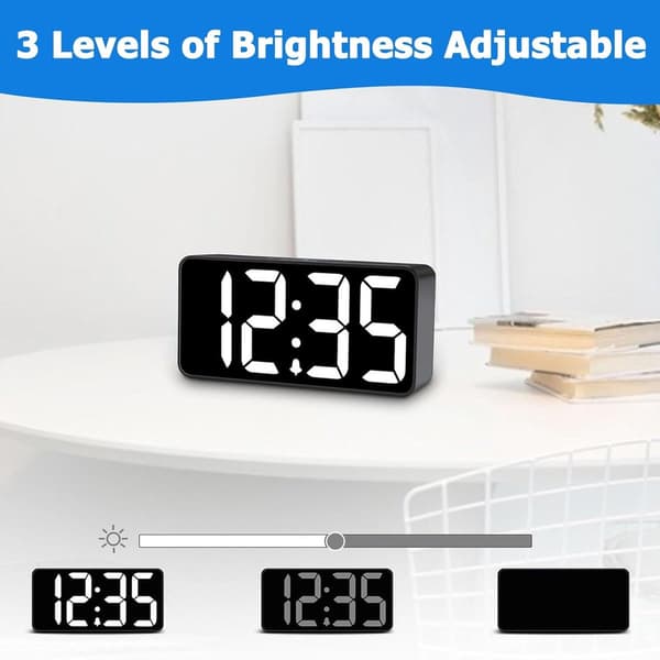 LED Spegel Digital Väckarklocka med Temperatur- och Datumvisning, Automatisk Dimmer, Dubbla Larm, USB-driven, Tyst för Sovrum Kontor