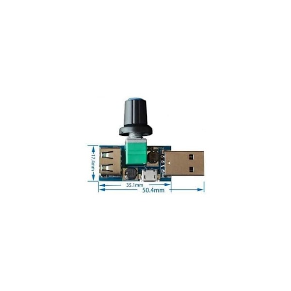 3 stk. 5W USB Viftehastighetskontroller, DC 5V DC 4-12V til 2.5-8V Trinnløs USB Vifteregulator Hastighetskontrollknapp med Bryter