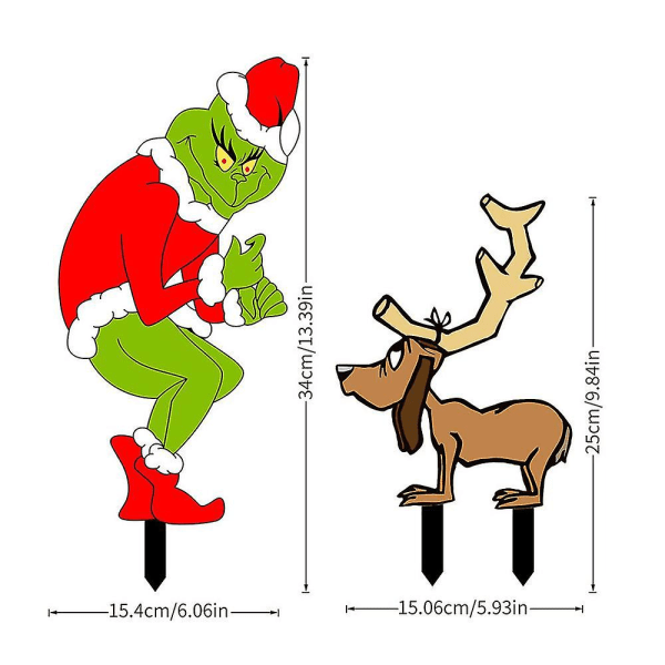 Grinch Joulupiha-kyltit pylväillä Joulujuhliin Piha Nurmikko Ulkokoriste