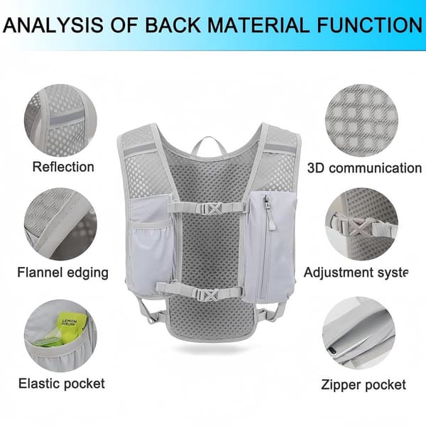 Hydration Vest Rygsæk, 142g Letvægts Nylon, Åndbart Mesh, 1.5L Blære Kompatibel, Til Trailløb, Unisex, Sort
