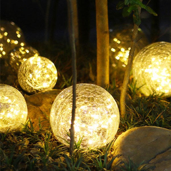 Solar Garden Lights, vattent?t varmvit LED sprucken glaskula