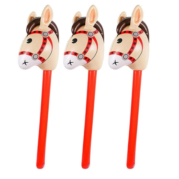 3 stk oppblåsbare hestehoder Cowgirl Stick Pvc Ballong utendørs leker