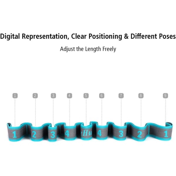 Sett med 9-løkke yogastretchbånd, vaskbart, lett å bære og høyelasttisk treningsbånd, ideelt stretchbånd for hot yoga