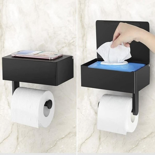 TG Toiletpapirholder med Hylde - Sort Sort