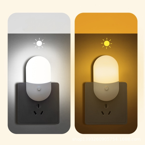 2-pack LED-nattlampor, automatisk nattlampa med 5 ljusstyrkenivåer