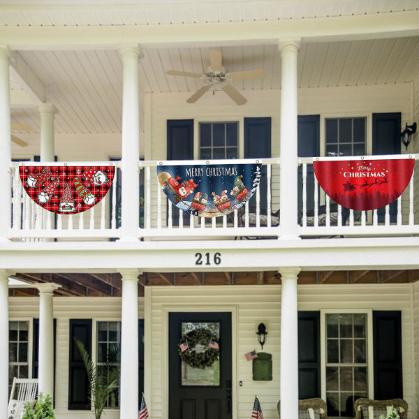 2 stk. Julefane Flag Banner God Jul Hængende Flag Dekoration Til Hjem Have Vindue Gang Ornament Nytår Dværg