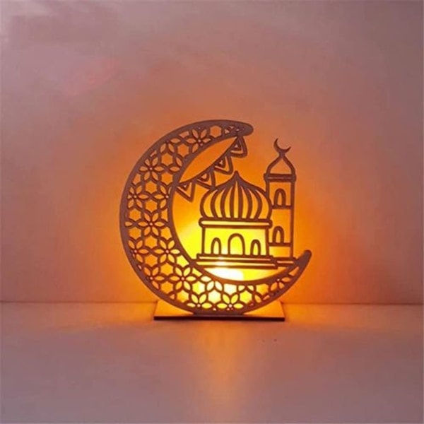 LED-lamper Ramadan-dekorasjon, Halvmåne-stjernelampepynt for muslimer