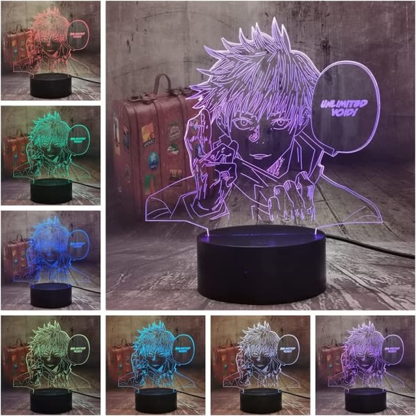 Anime Satoru Gojo 3D LED Natlampe til Soveværelsesindretning