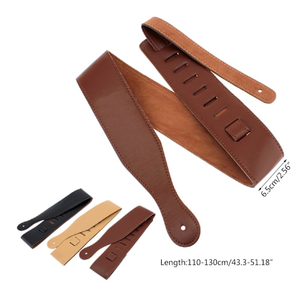 Holdbar læder guitarrem med justerbar strop, til elektrisk guitar, tilbehør til bas 0.1 Brown