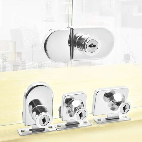 2 st Zinklegeringslås för 5-8 mm glasskåpsdörr eller monter