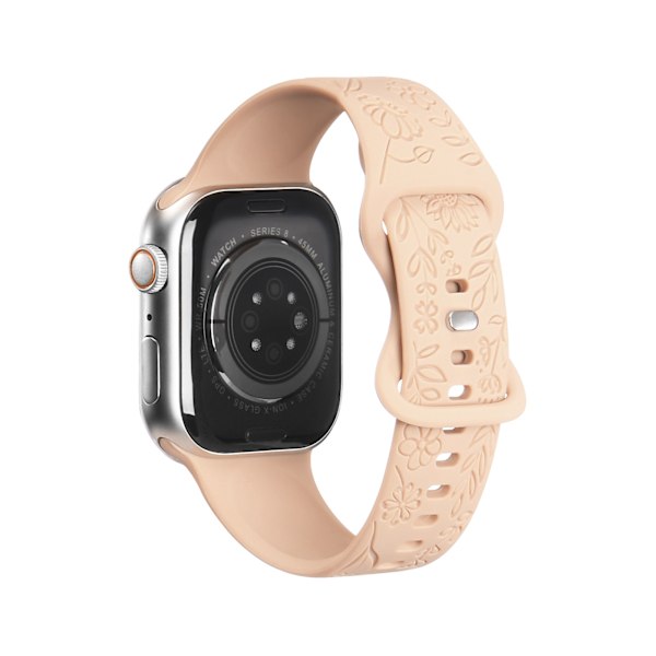 Sopii iwatchS9 876SE Apple Watch -rannekkeeseen, pieni ruusu silikoninen auringonkukka - hiekkaisen pinkki Sunflower - sandy pink 38/40/41mm