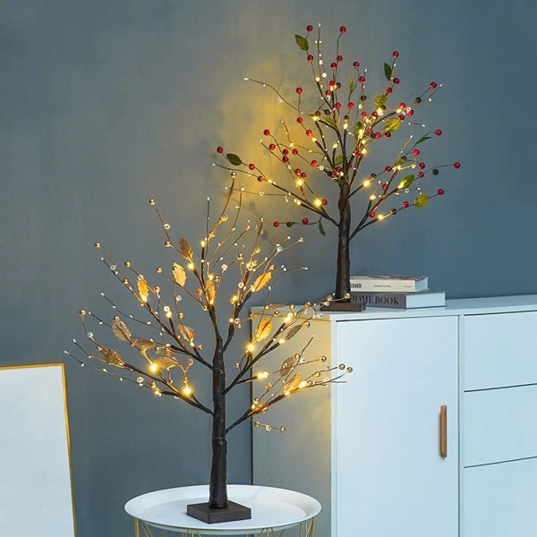 Bonsai Tree Lights - 60 cm med 24 LED varma vita pärlor, batteridrevet, for hemmafest/födelsedag/bröllop/jul