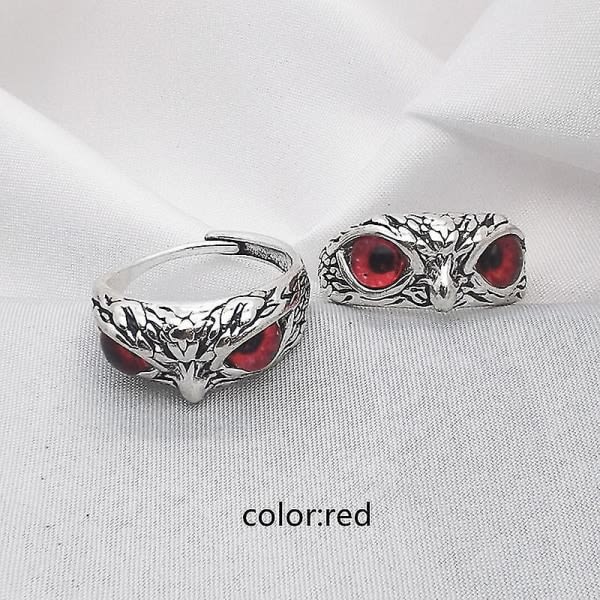 Owl Devil Eye Ring Retro Creative Överdriven Djurpar Öppning Justerbar Ring Gränsöverskridande grossist(färg: röd Eyed Owl Ring)