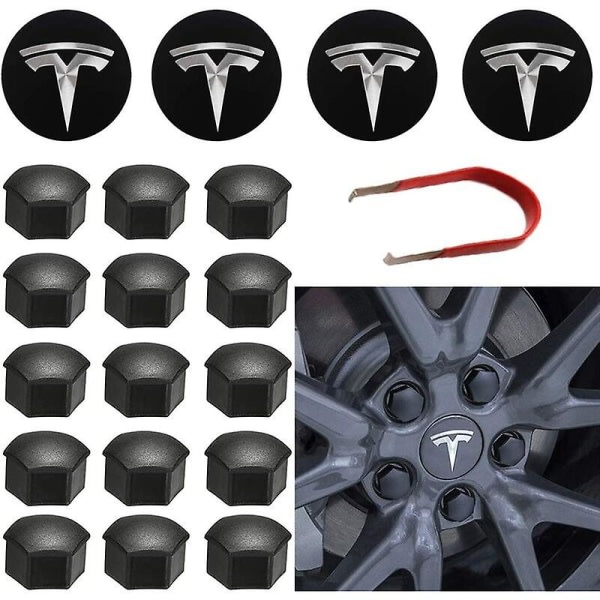 Hjulkapselset för Tesla - Mittnavkapsel, Hjulmutteröverdrag, Modifieringsöverdrag för Model Y, Model 3, Model S, Model X