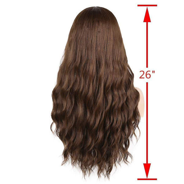TG Bruna peruker för kvinnor långa lockiga vågiga Ombre brunt hår peruk Naturlig Söt färgglad peruk med andas