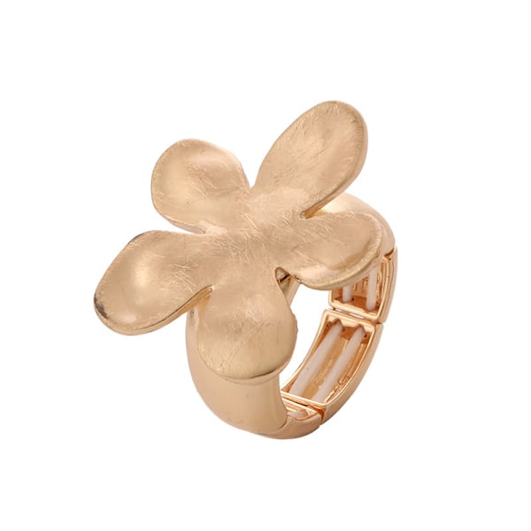 Lätt lyxig stor blomformad öppen ring, överdimensionerad och justerbar Silver