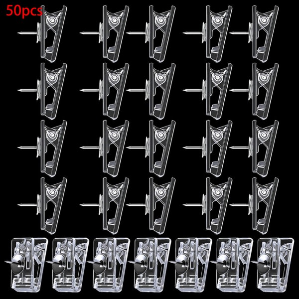 50 kpl/pakkaus Clip-muotoisia monitoiminauluja 1,0x0,4'' läpinäkyviä clip-tyyppisiä tumsulkeita toimiston, koulun ilmoitustauluille