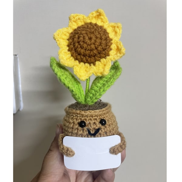 Håndheklet solsikkepotte Sunflower Sometimes Card