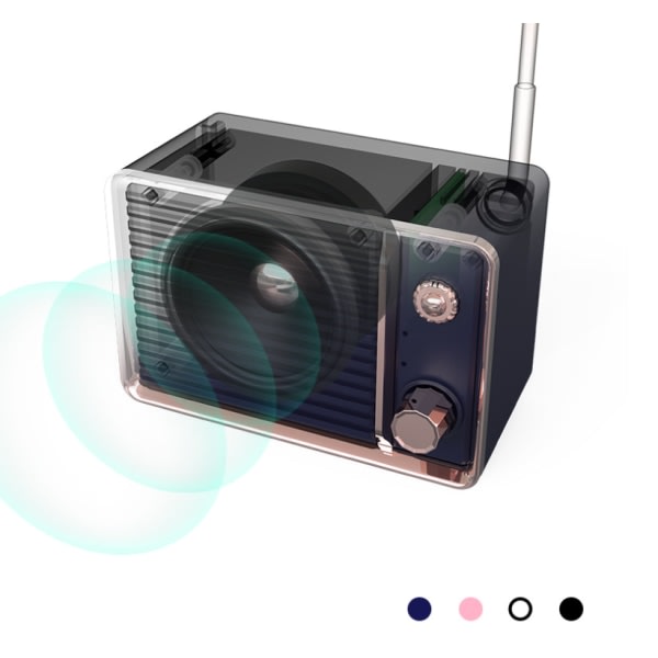 Retro langaton Bluetooth-kaiutin, söpö kannettava minikaiutin (musta)