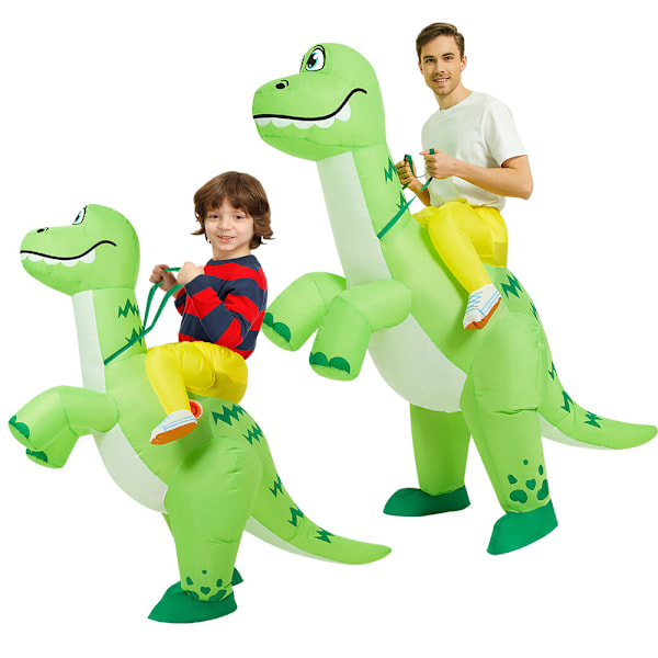 Oppblåsbar dinosaurdrakt for sportsprestasjoner, riddedinosaurkostyme, Halloween-kostyme Green Long Neck Brachiosaurus Middle children 120-140cm