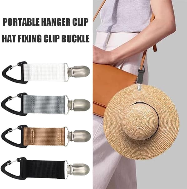 4-pack Resehattklämmor - Tygklämmor - Handsfree Hatthållare - Väskaccessoarer för utomhusbruk - Elastisk Hattklämma