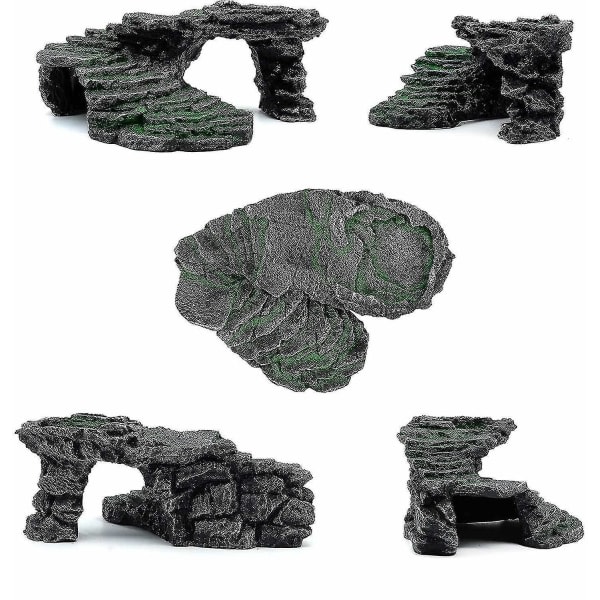 Galaxy Reptil Rampe Stege Platform Skjult Grotte Stor Sten Realistisk Dekorativ Ornament