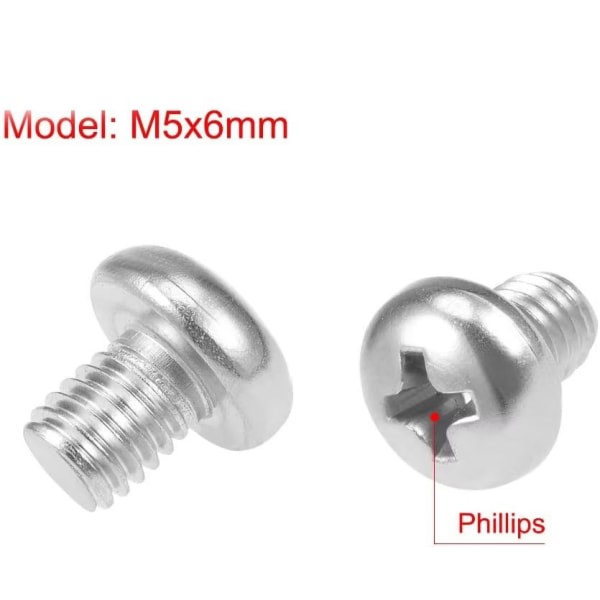 M5x14mm Maskinskruer Phillips-hovedskruer Fastgørelsesskruer 50 stk