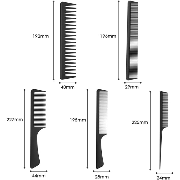 TG 5 deler hårkam för män kvinnor Fin och bred tandkam för Sa