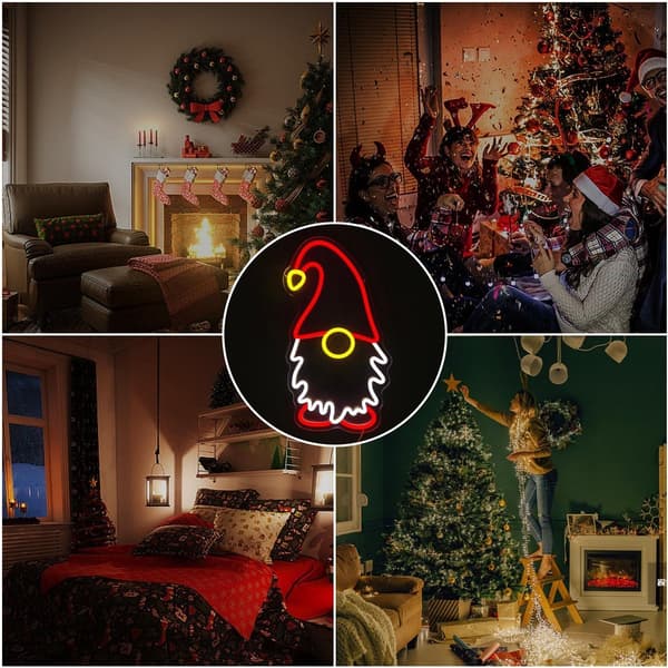 Julgnome Neonskylt, Dimbar USB LED Vägglampa För Sovrum, Butiksfönster Och Juldekoration, Röd