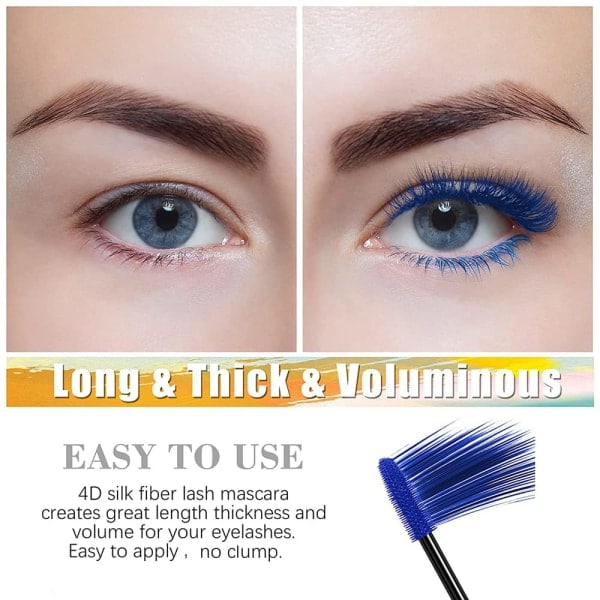 Farverig Mascara, Vandfast Langtidsholdbar Tyk Mascara (Blå)