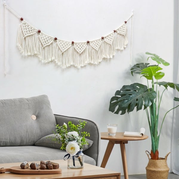 Macramé Flätad Kvastar Vävd Chic Liten Flagga Hem Vägg Dekoration A