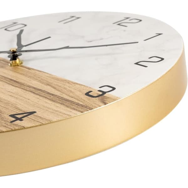 Modern Metall Väggklocka, 30cm Stor Marmor Träklocka, Tyst Icke Tickande för Vardagsrum, Sovrum, Kök, Hem, Kontor