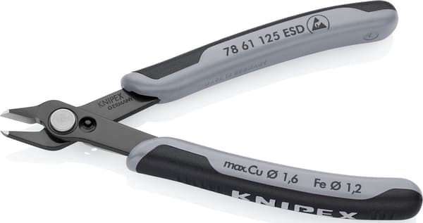 Knipex 78 61 125 ESD Precision Side Cutters 125mm, induktionshärdade 64 HRC skär, ESD-säkra för elektronikarbete