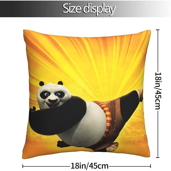 Kungfu Panda Blødt Pudebetræk 45 x 45 cm Firkantede Pudebetræk Komfortable Dekorative Pudebetræk Kast Pudebetræk Luksuriøst Pudebetræk til Sofa Soveværelse med Inv