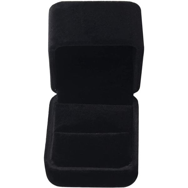2 stk Elegante Etuier Sammetsringboks for Forlovelsesring, Enkel Sammetsring Gaveesker Klassisk Smykkeskrin