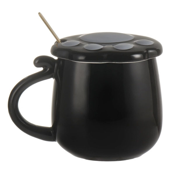 Kattmugg Sød Keramisk Kaffe Kop med Charmerende Katteklo Låg - Rustfri Ske, Sæt 400ml/13.5oz