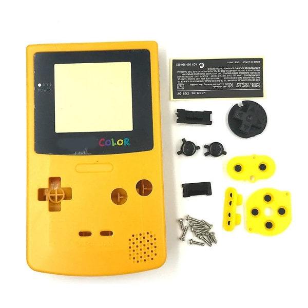 Komplett Sæt Hylster Shell Case Udskiftningssæt til Gameboy Color Housing Cover til Gbc Spilkonsol Skaller Case Reparation Knap Gul
